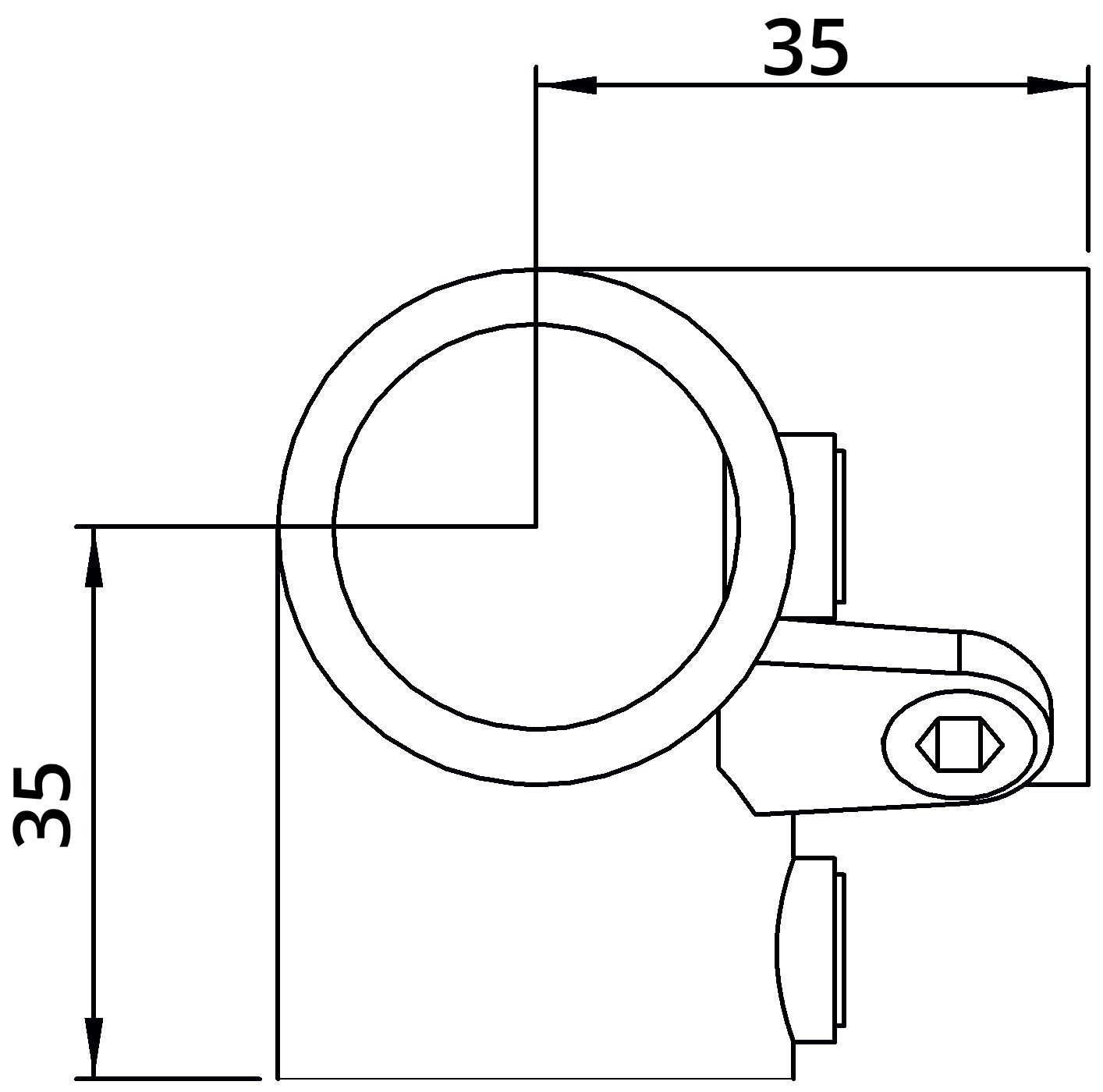 Rohrverbinder Dreiweg-Eckstueck 90° Ø 21-3 mm -1-2- - Temperguss verzinkt - 128T21-128T21