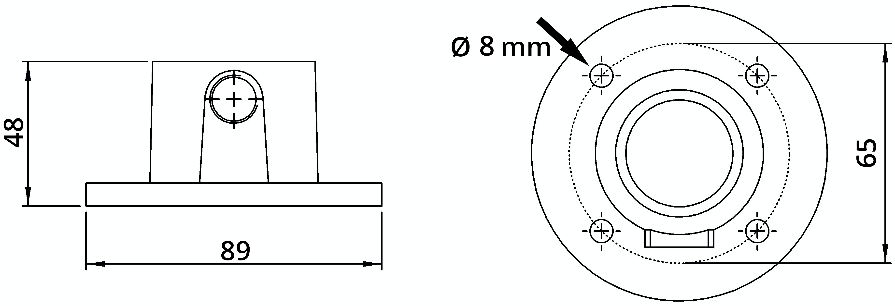 Rohrverbinder hohe Wandbefestigung rund mit Durchgangsbohrung Ø 21-3 mm -1-2- - Temperguss verzinkt - 131TXT21-131TXT21