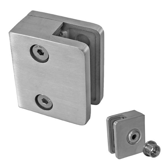 Glasklemme Edelstahl AISI 316 fuer 6-12-76 mm Glas- flacher Pfosten- einseitig- geschliffen-89-11A142110700-A.4