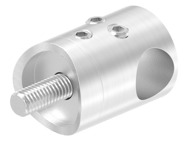 Querstabhalter V2A Edelstahl – Anschluss Ø 42-4 mm- Stossverbindung Ø 22 mm fuer Rundstaebe 12 mm-11-1040-A.4