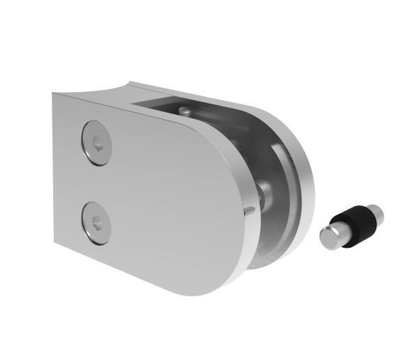 Glasklemme Edelstahl AISI 304 fuer Glas 8-10-76 mm Pfosten Ø 42-4 mm Glanz-89-11A2200042L-A.4