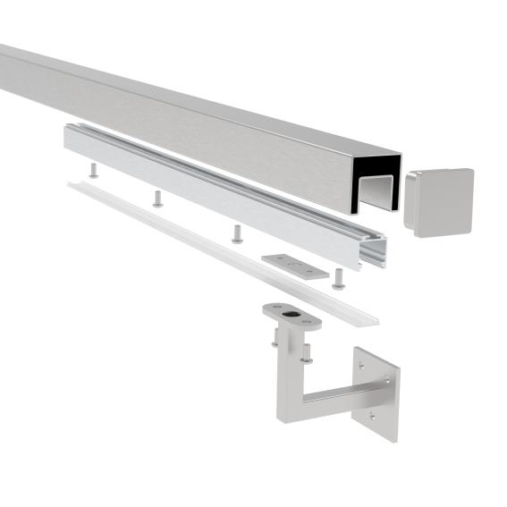 Handlauf Set V2A 40 x 40 x 1-5 mm 5000 mm fuer LED-Beleuchtung geschliffen-89.A6920040LED5000S1
