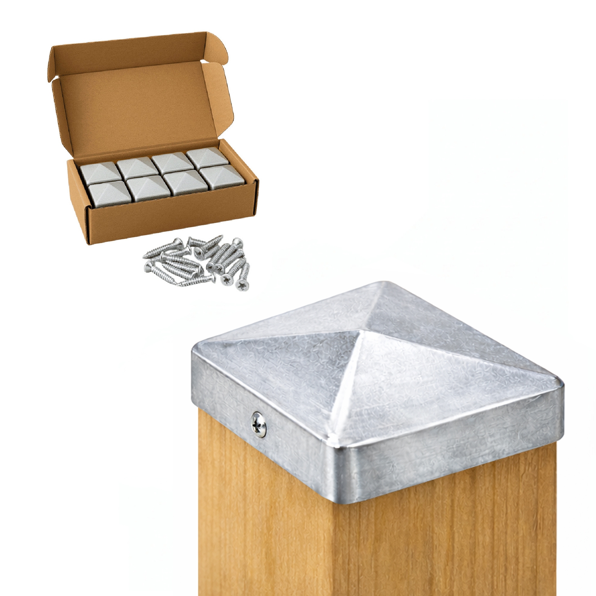 Pfostenkappe 90x90 mm Stahl verzinkt – 10er Set fuer Holzpfosten inkl. Schrauben-60220-90-011