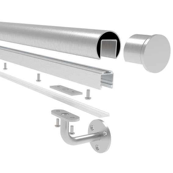 Handlaufprofil Aluminium 23 x 24 x 2500 mm fuer LED-Beleuchtung-89.AL23X242500LEDSET