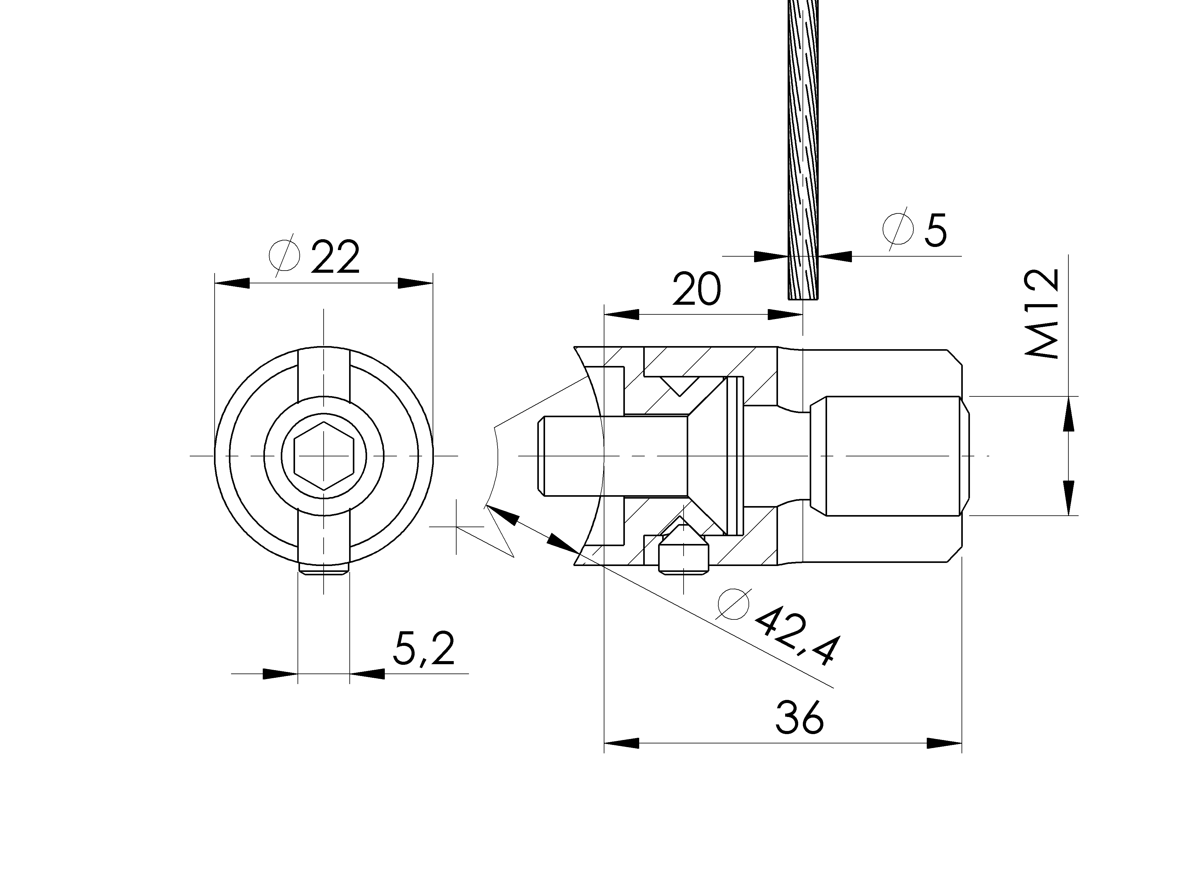 Seilstopper Edelstahl AISI 316 fuer 5 mm Kabel geschliffen-89-11A1474045042-A.4