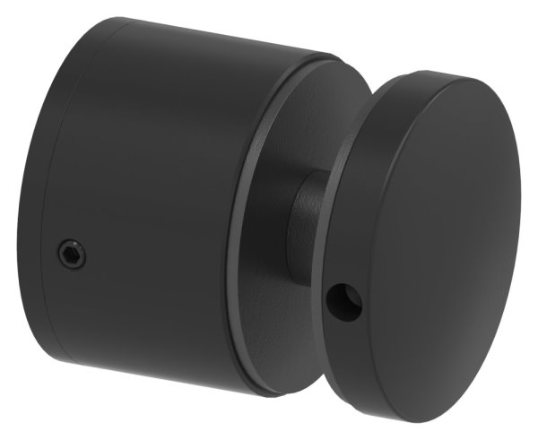 Glaspunkthalter Ø52 mm- V2A verstellbar- pulverbeschichtet in RAL 9005 schwarz matt mit AbP-88-1160250-240.9005