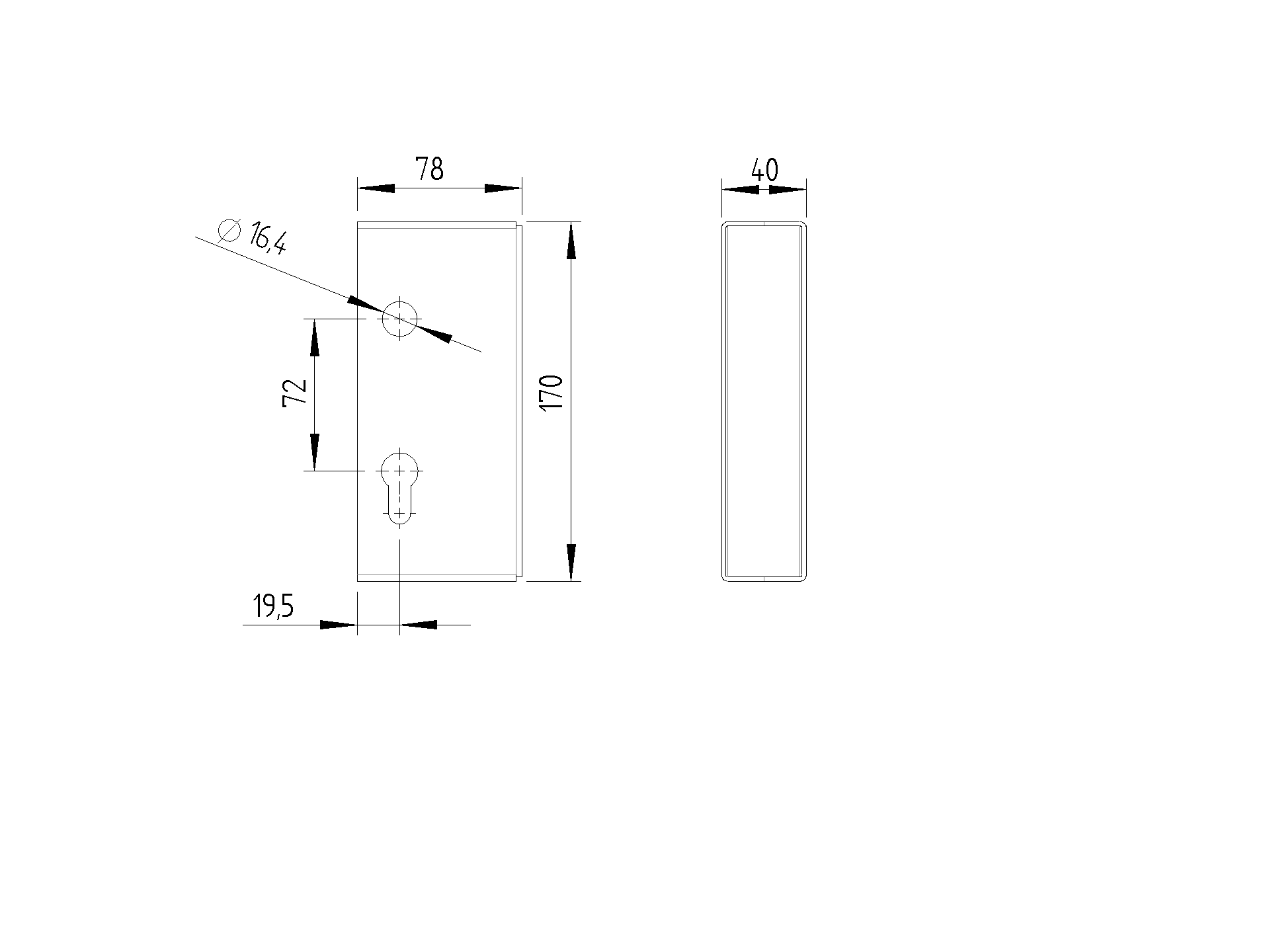 Einbauschlosskasten Stahl verzinkt 78 x 40 x 171 mm fr Schiebetore-89-11H35K-A.4