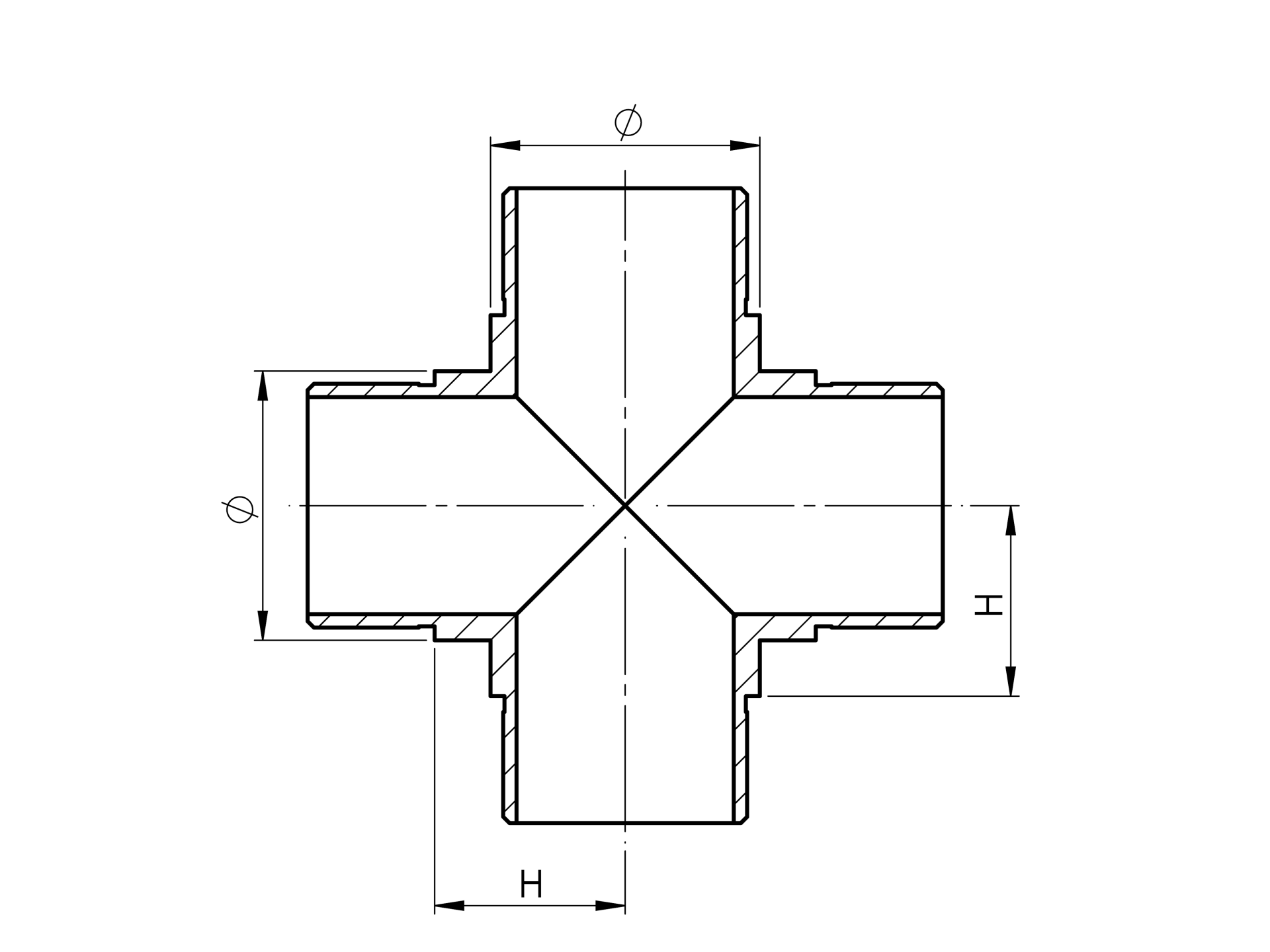 Kreuzverbinder Edelstahl AISI 304 fuer Rohr D 33-7 x 2-0 mm geschliffen-89-11A0308233-A.4