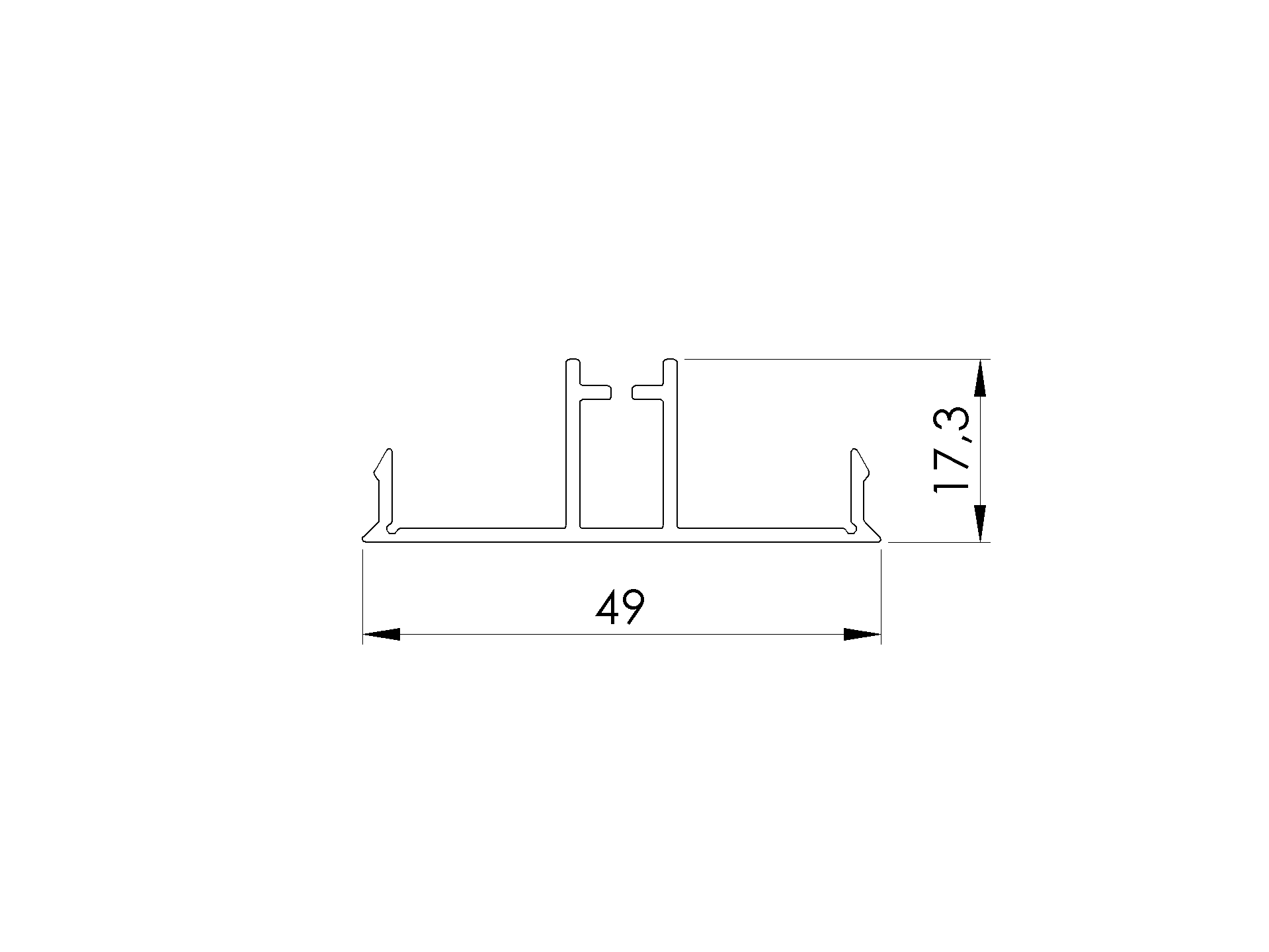 Abdeckprofil Aluminium 49 x 17 mm 6-0 m Click-Lock System Natur-89-11FGPC49X176000N-A.4
