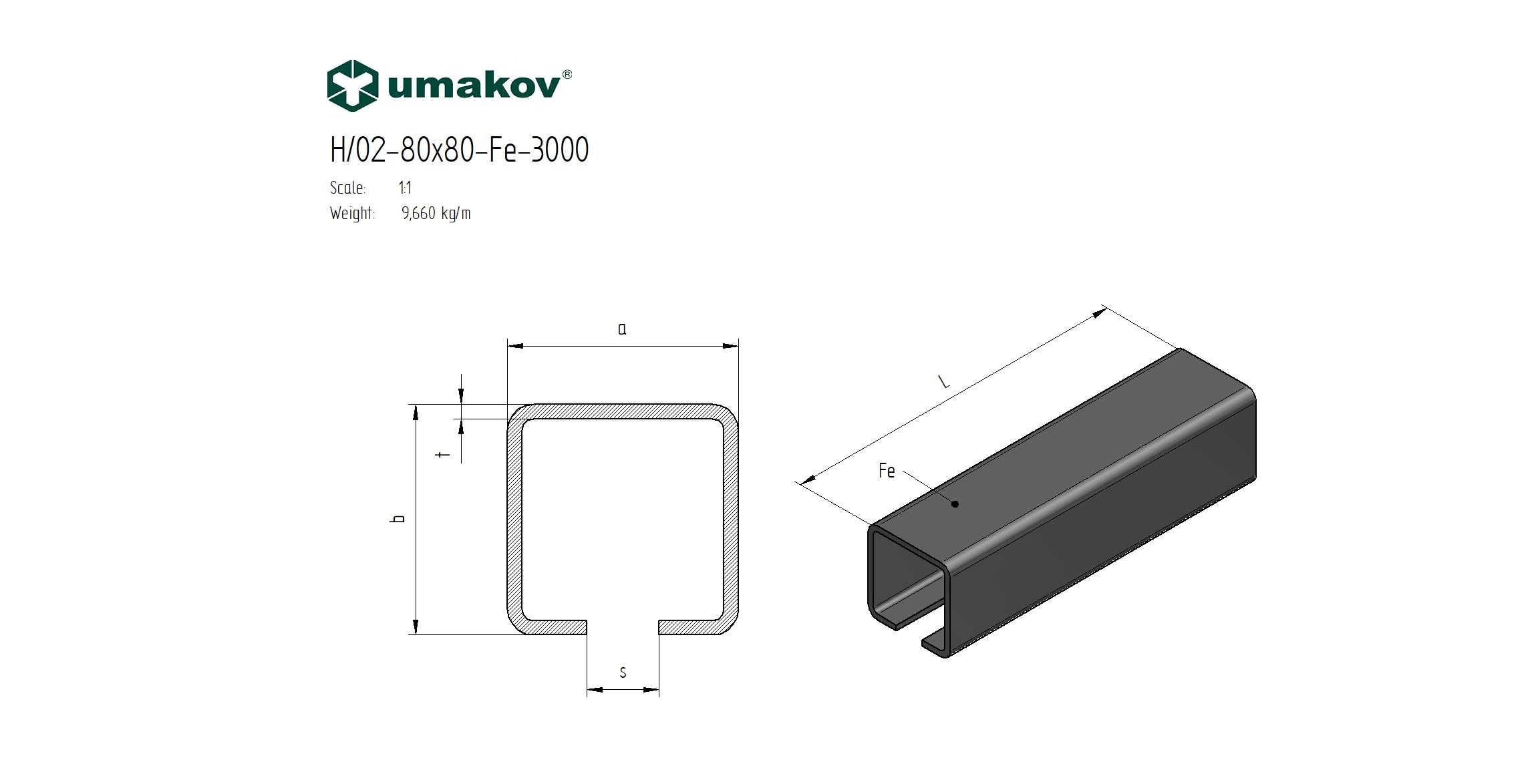 Laufschiene C-Profil Stahl roh 80 x 80 x 5 mm L=3000 mm fuer Schiebetore-89-11H0280X80FE3000-A.4