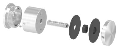 Glaspunkthalter Edelstahl V2A Ø 52 mm fuer Glas 12-0–25-52 mm verstellbar-88-1160250.240