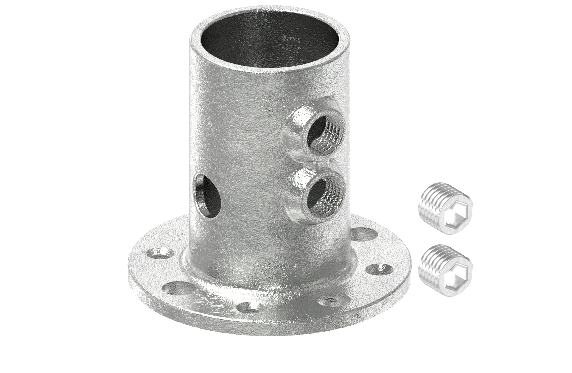 Rohrverbinder Fussplatte rund Ø 48-3 mm -1 1-2- - Temperguss verzinkt - 131KFD48-131KFD48