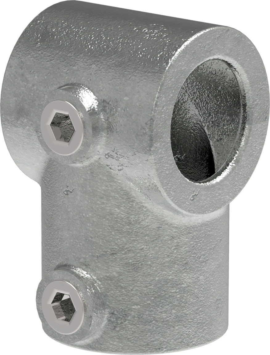 Rohrverbinder T-Stueck kurz Ø 60-3 mm -2- - 48-3 mm -1 1-2- - Temperguss verzinkt - 101E60-D48-101E60-D48