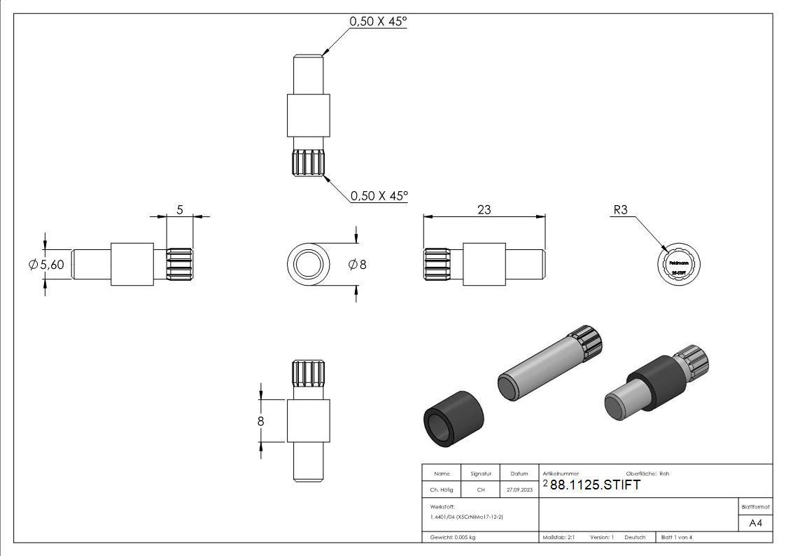 Sicherungsstift Edelstahl V4A Mod- 25 fuer Sichtschutz-88-1125.STIFT
