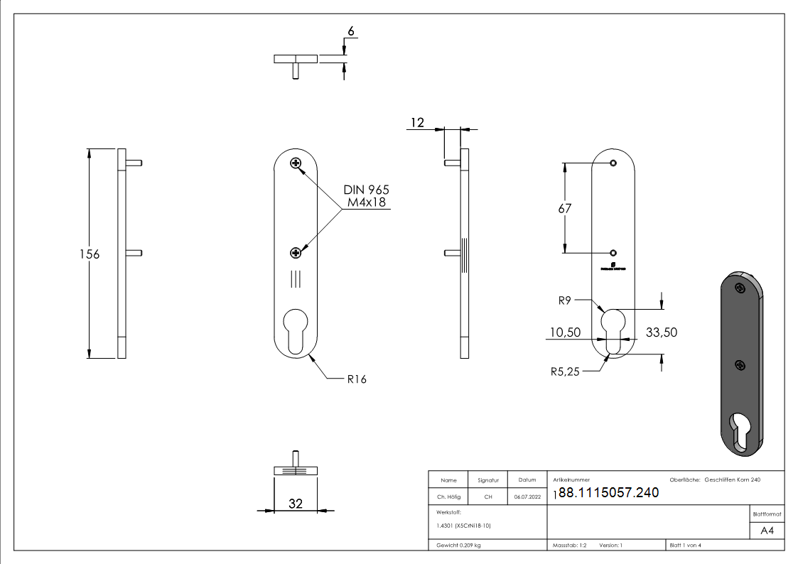 Langschild- V2A-88-1115057.240
