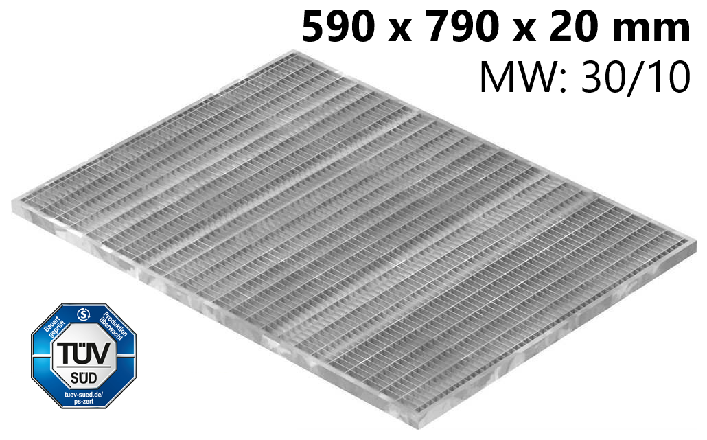 Lichtschachtrost Baunormrost - Masse-  590x790x20 mm 30-10 mm - aus S235JR -St37-2- im Vollbad feuerverzinkt-23-59793120.7