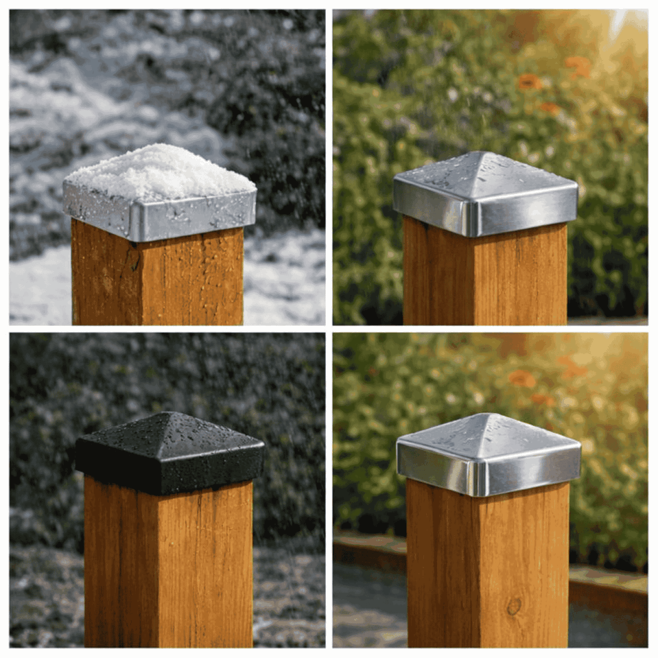 Pfostenkappe 90x90 mm Stahl verzinkt – 10er Set fuer Holzpfosten inkl. Schrauben-60220-90-011