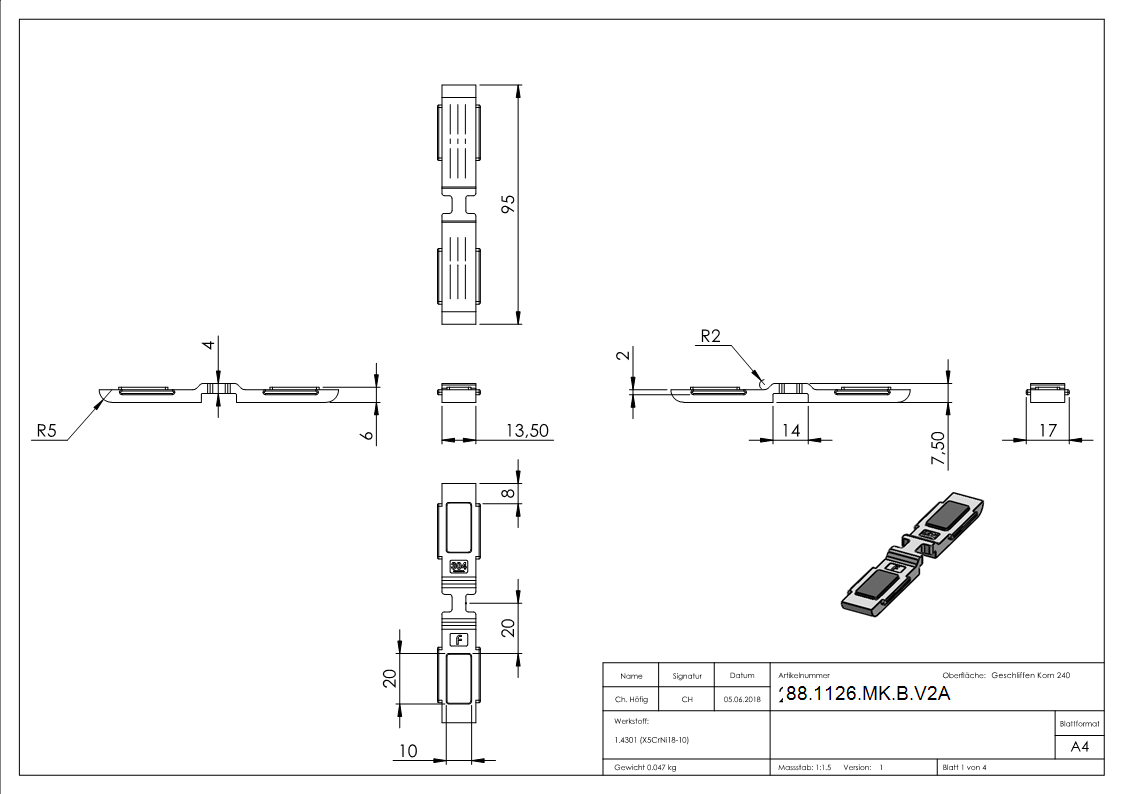 Sicherungsboden Sichtschutz Edelstahl V2A -1-4301- Mod- 26-88-1126-MK-B.V2A
