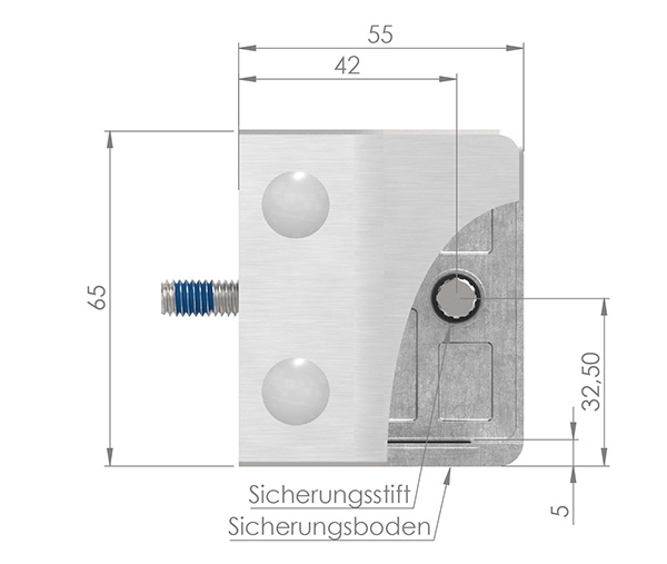 Glasklemme 55x65x37-5 mm AbZ fuer Anschluss Ø 42-4 mm V2A-10-3242ABZ.4