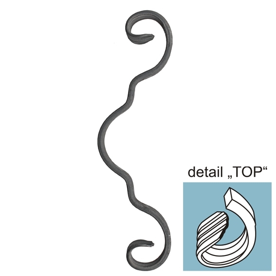 Zierelement Stahl roh 260x75 mm- 12x6 mm-89-11E333TOP275-A.4