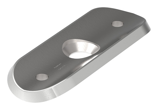 Handlaufanschlussplatte 63x25x4 mm fuer Rohr Ø 33-7 mm zum Vernieten V2A-11-2141.4V