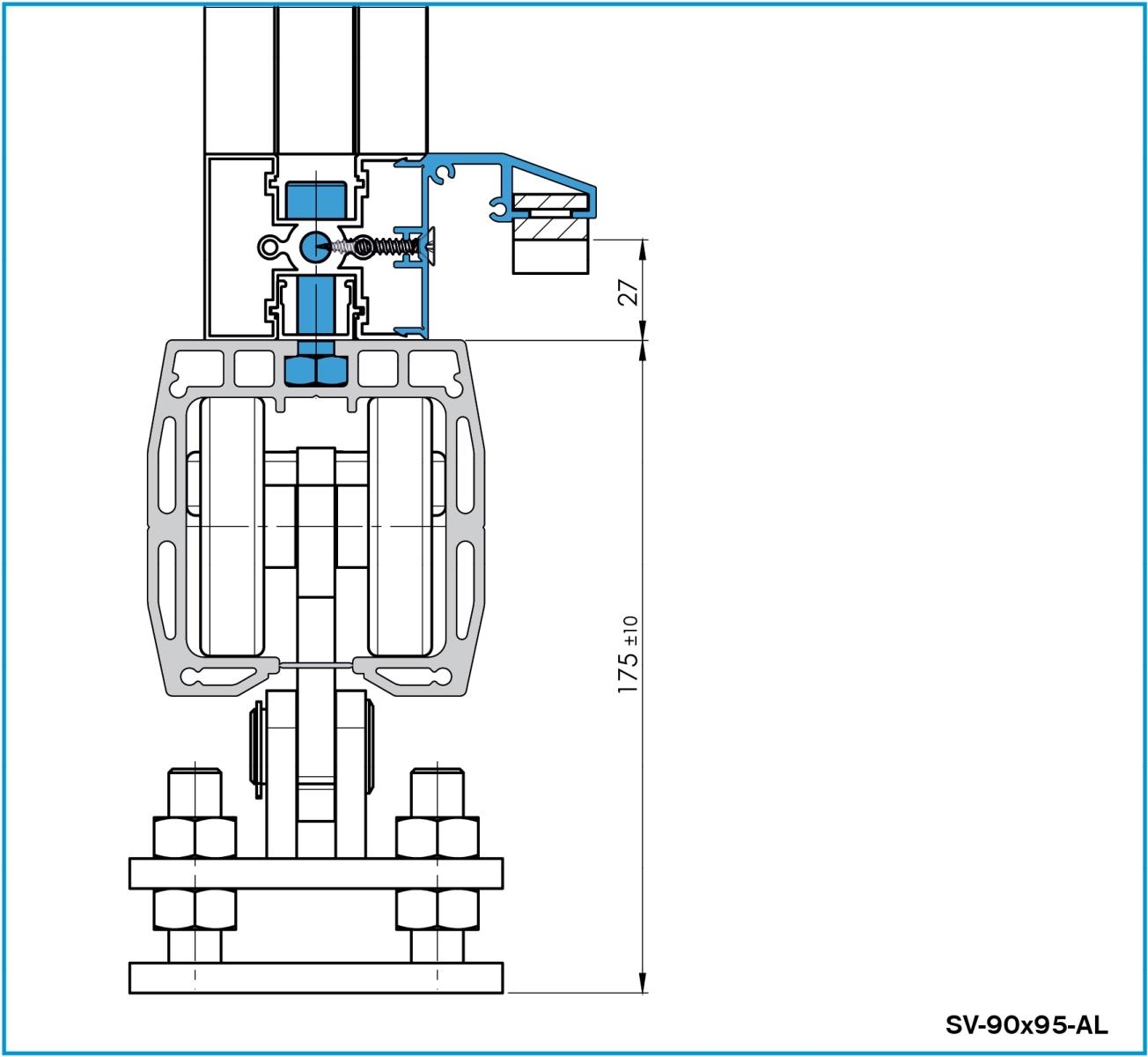 Fhrungsprofil AL 90x95mm- L6m- RAL7016-89.H0290X95AL6000R7016