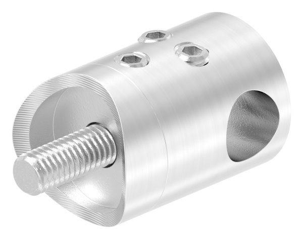 Querstabhalter V2A Edelstahl – Anschluss 33-7 mm fuer Rundstaebe 10 mm zum Verbinden -Stoss- inkl- Schrauben-11-1041.4