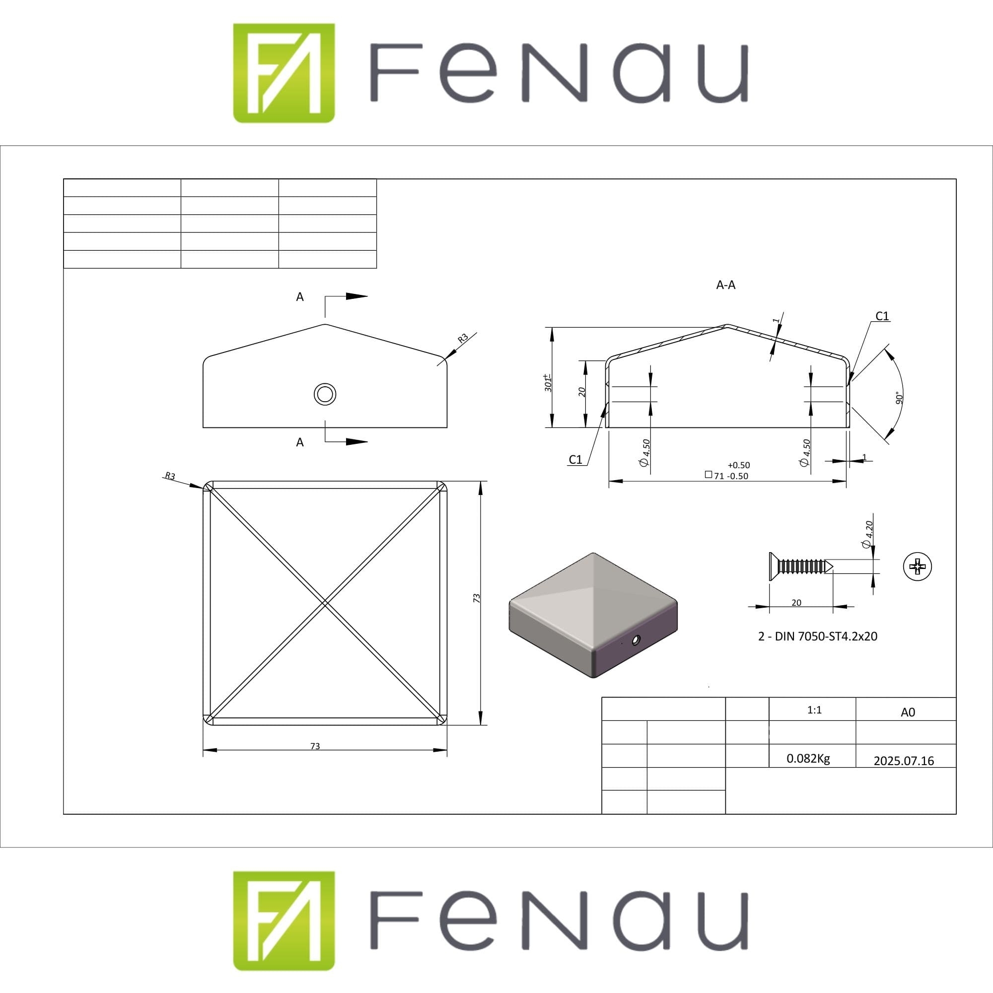 Pfostenkappe 70x70 mm Anthrazit RAL 7016 – 10er Set pulverbeschichtet inkl. Schrauben-60220-70-021