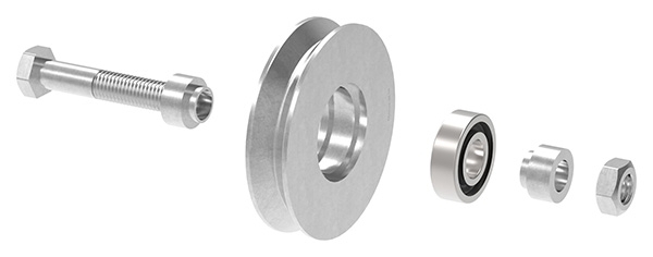Schiebetorrolle -  98 mm - V-Rille - Stahl S235JR- verzinkt-30-4123.7