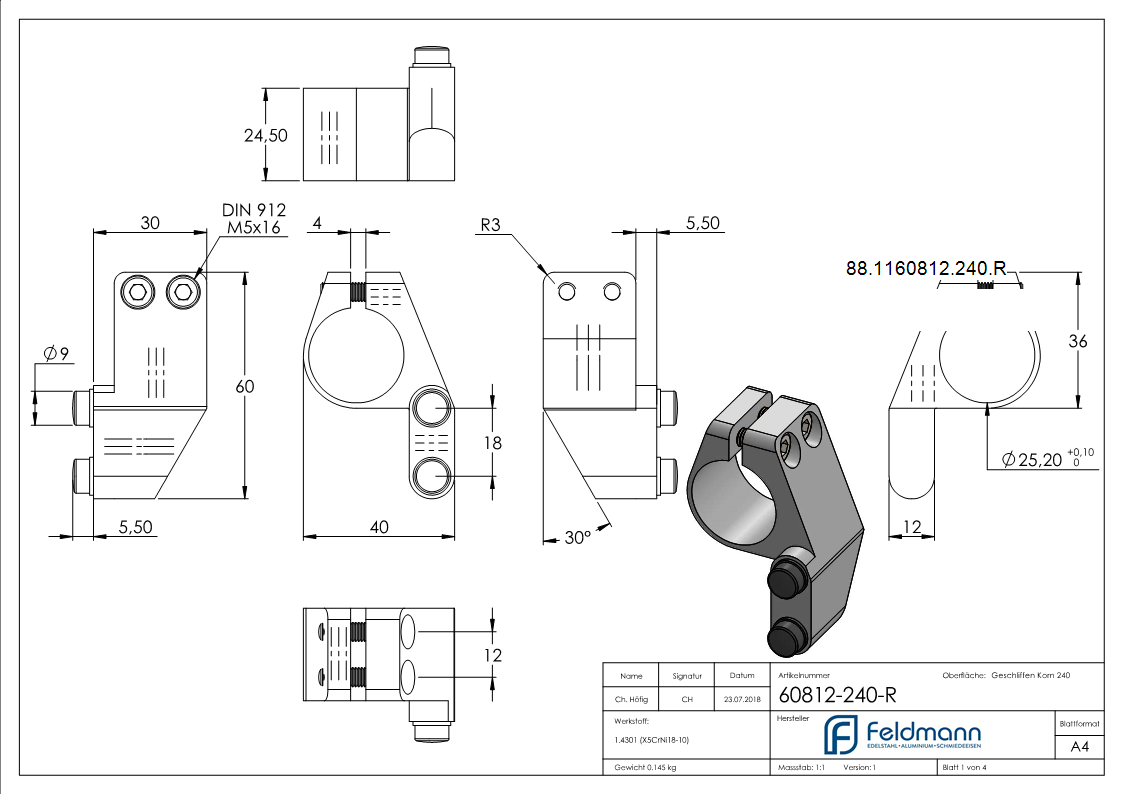 Stopper V2A fuer Rundrohr rechts fuer Einzelrollwaegen-88-1160812-240.R