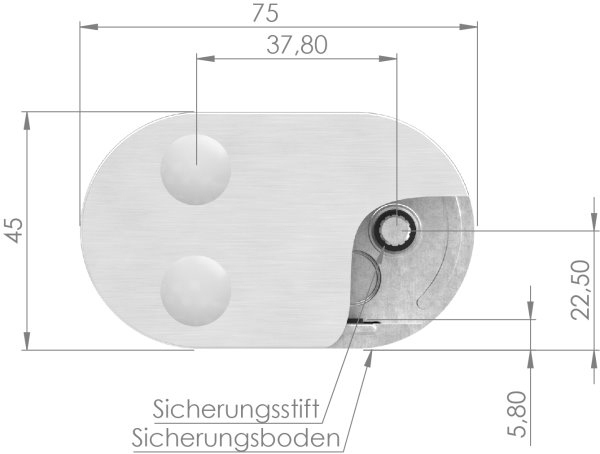 Endglasklemme Edelstahl V2A -1-4301- halbrund gerade Mod- 25 inkl- Schrauben-88-1125-EK.V2A