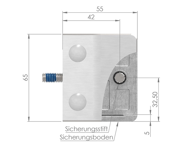 Glasklemme 55x65x37-5 mm AbZ fuer Anschluss flach V4A-10-3200ABZ.1