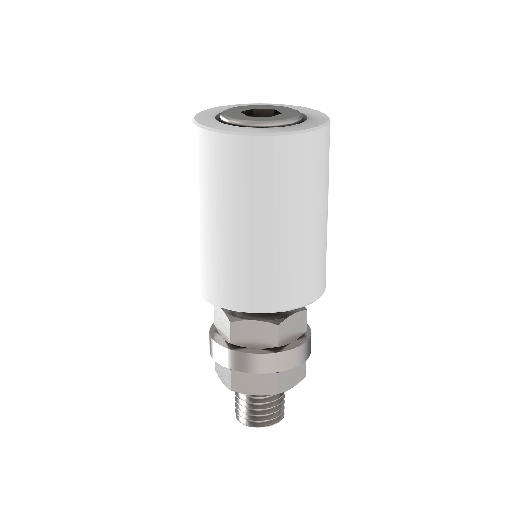 Nylon Fuehrungsrolle Edelstahl V2A Ø 22 mm mit M12 Gewinde Hoehe 75 mm-89-11H80422W-A.4
