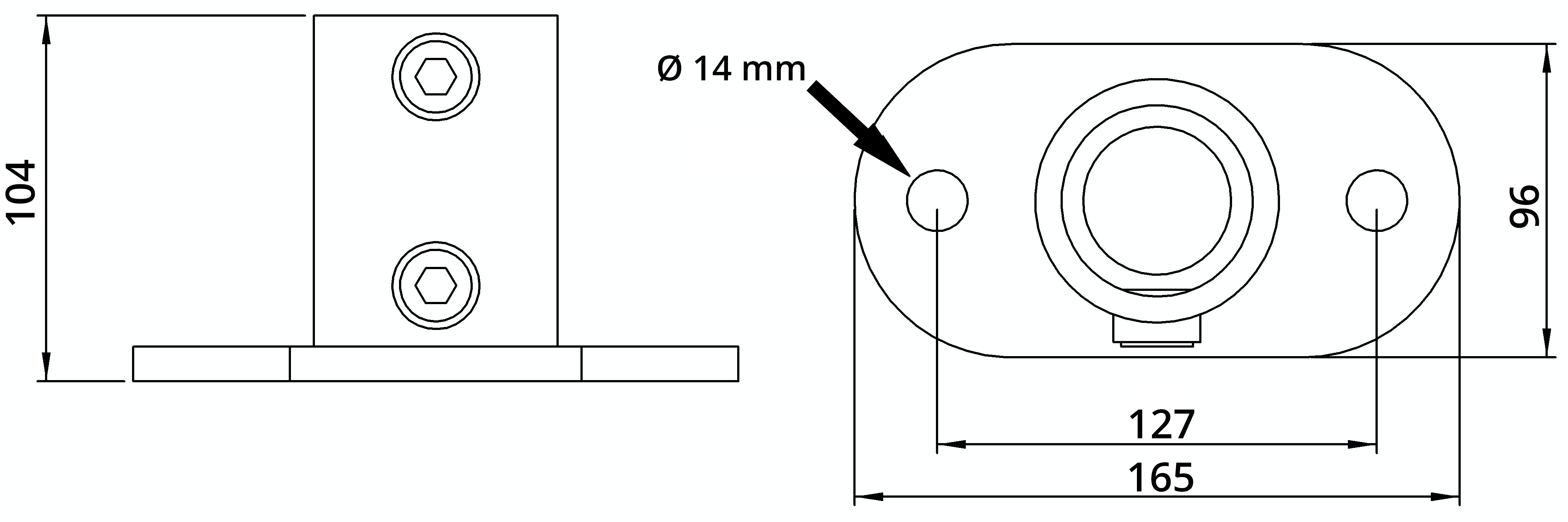 Rohrverbinder - Fussplatte oval - 132E60 - 60-3 mm - 2- - Feuerverzinkt u. Elektrogalvanisiert-132E60