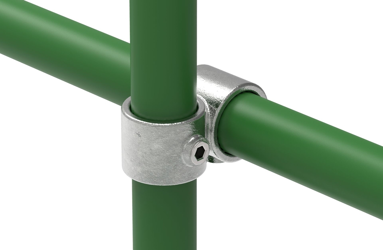 Rohrverbinder Kreuzstueck vorgesetzt 90° reduziert Ø 48-3 mm -1 1-2- - 42-4 mm -1 1-4- - Temperguss verzinkt - 161D48-C42-161D48-C42