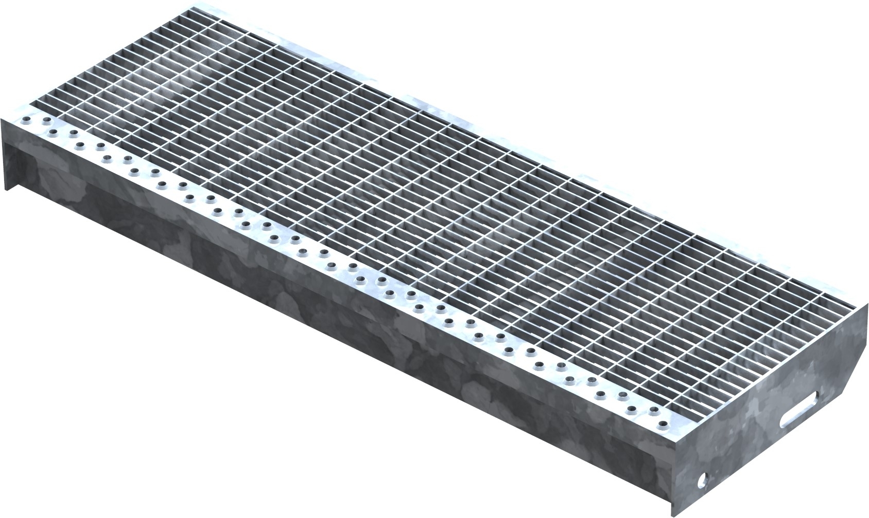 Gitterroststufe Treppenstufe Masse- 700x240 mm 30-10 mm S235JR -St37-2- im Vollbad feuerverzinkt-40-702431.7