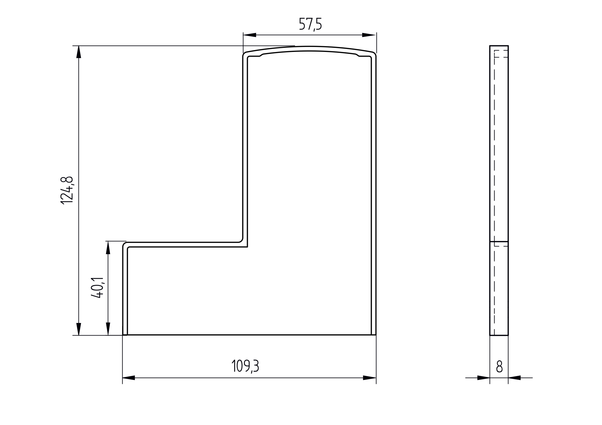Endkappe Aluminium fuer Profil AL-0006-ECO- links- Satin-ELOX-89-11AL0034006ECOKSE-A.4