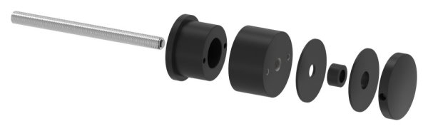 Glaspunkthalter Edelstahl V2A Ø 52 mm verstellbar RAL 9005 schwarz matt-88-1160195-240-V.9005