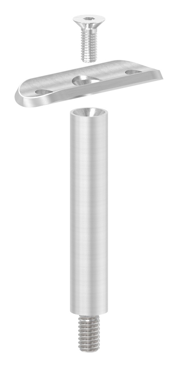 Edelstahl Traegerstift Ø 14 mm mit Halteplatte Anschluss- 33-7 mm - Aussengewinde M8 - V2A-11-3826.4