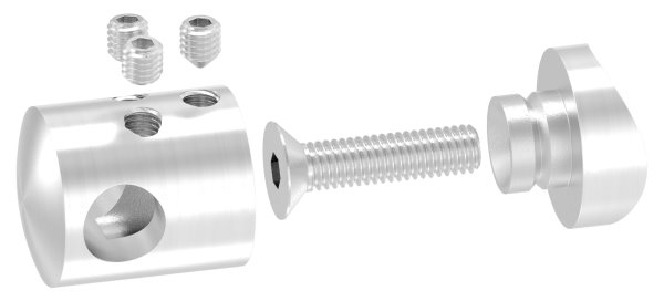 Querstabhalter V2A Edelstahl – Anschluss 33-7 mm fuer Rundstaebe 10 mm zum Verbinden -Stoss- inkl- Schrauben-11-1041.4