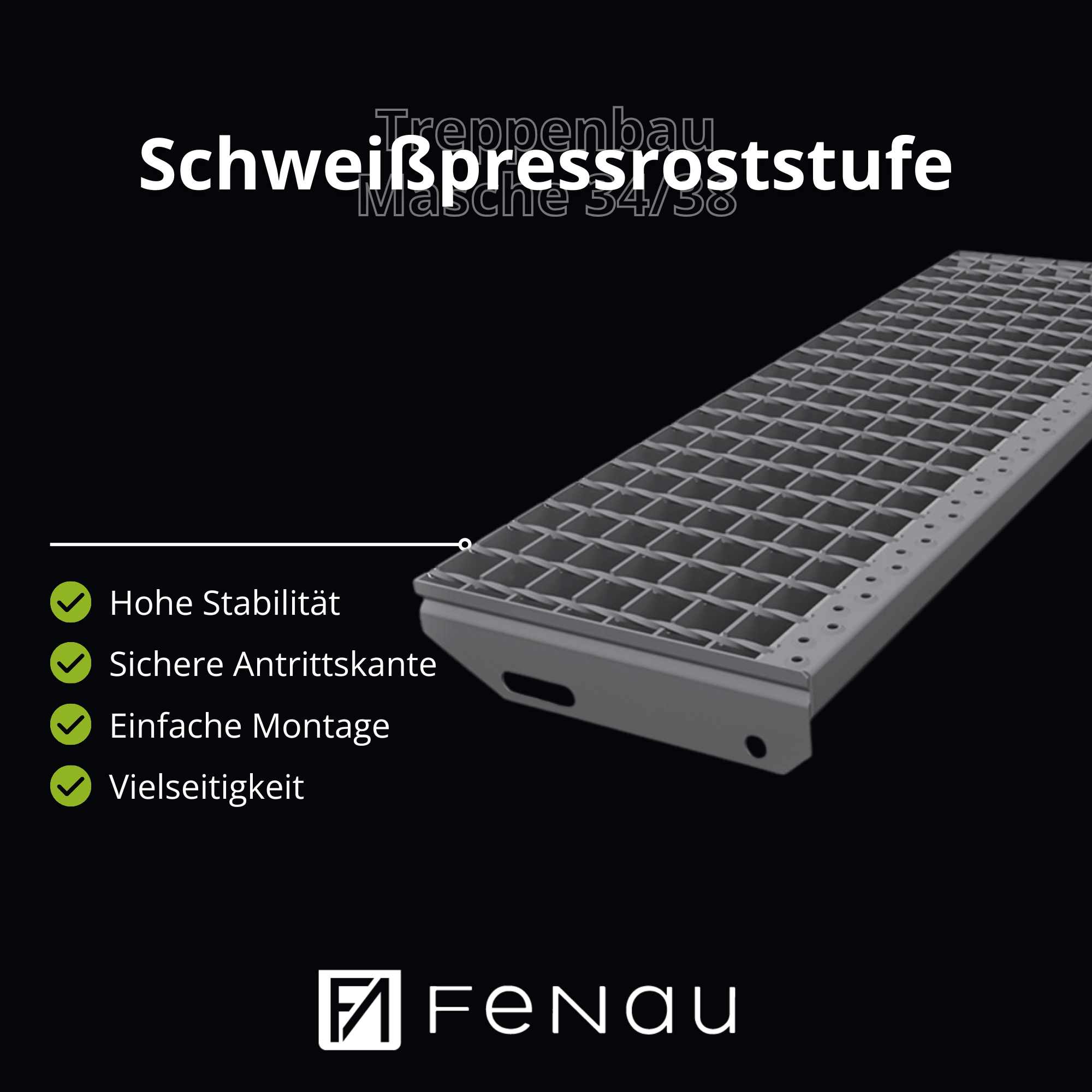 Schweisspressroststufe Metallstufe 1200x305 mm Masche 34-38 mm Tragstab 40-3 mm S235JR feuerverzinkt-25-1203030402.7