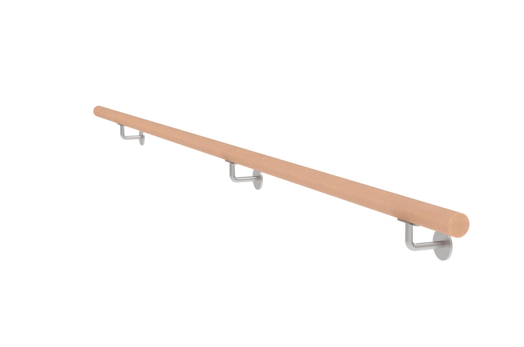 Handlauf-Set Buche Edelstahl 2500 mm roh mit Haltern-89-11WBM2500-A.4