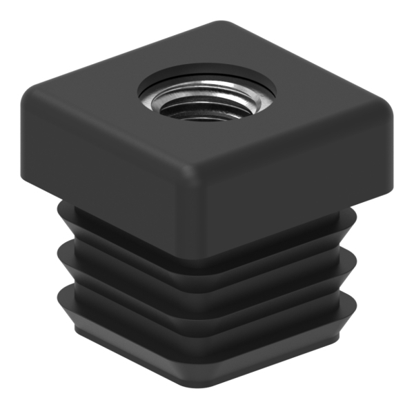 Kunststoffkappe schwarz fuer Quadratrohr 25x25mm mit M8 Gewinde-88-11178-25X25.M8
