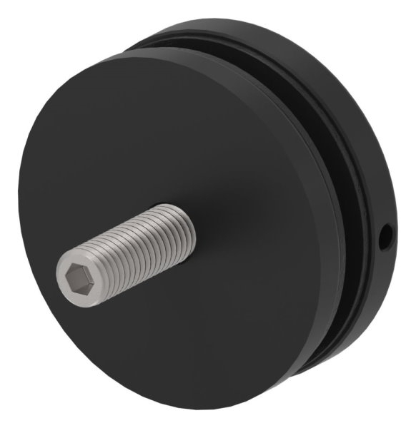 Glaspunkthalter Edelstahl V2A Ø 72 mm- Gewinde M12- fuer Glas 12-0–21-52 mm- RAL 9005 schwarz matt-88-1160197-240.9005