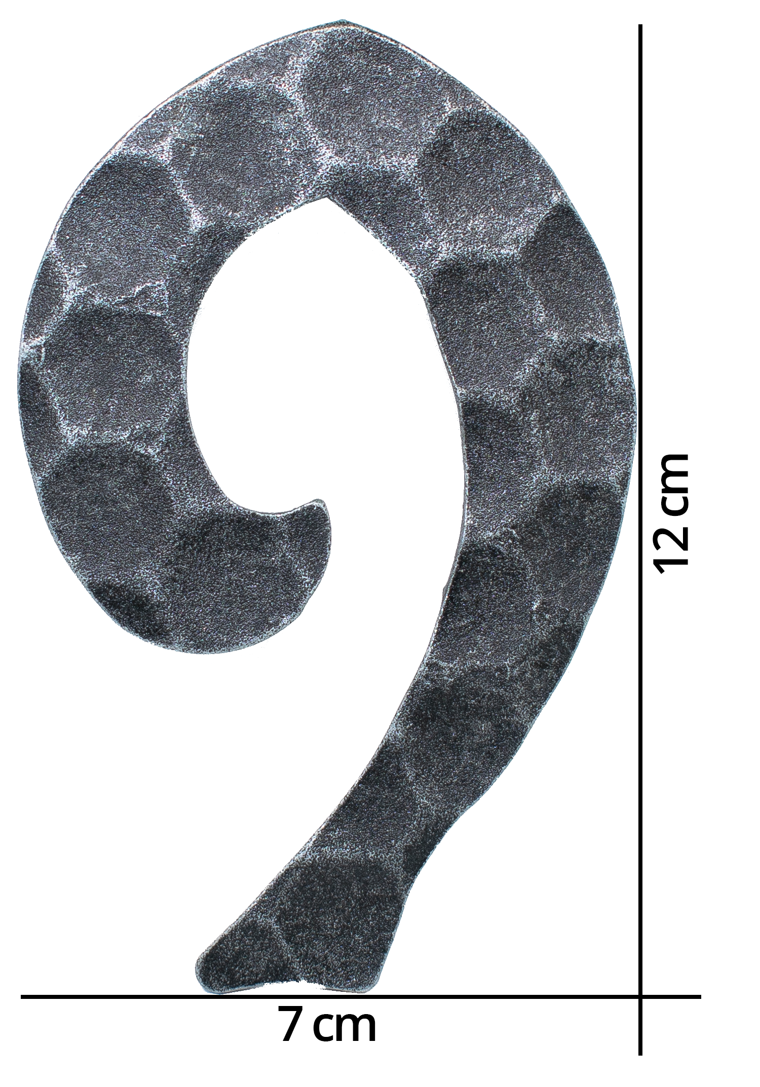 Hausnummer 9 - Abmessung 12x8 cm - Material 4 mm gehaemmert - Stahl -Roh- S235JR-30-3119.8