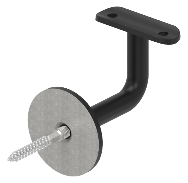 Handlaufhalter Edelstahl V2A fuer Ø 42-4 mm Ronde Ø 60 mm RAL 9005 schwarz matt-88-1150369-240-42.9005