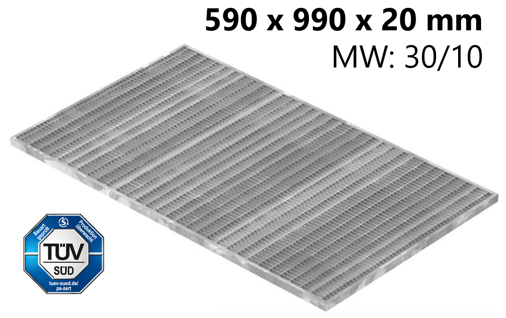Lichtschachtrost Baunormrost - Masse-  590x990x20 mm 30-10 mm - aus S235JR -St37-2- im Vollbad feuerverzinkt-23-59993120.7