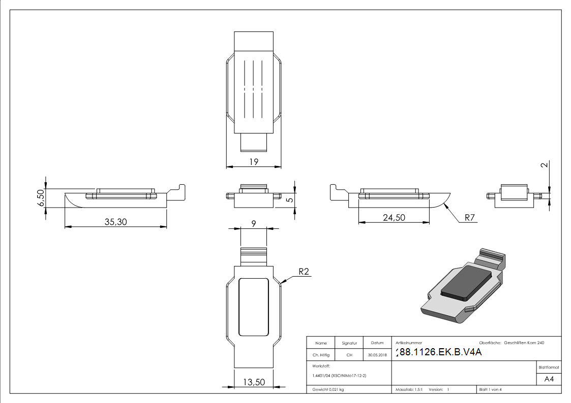 Sichtschutz Sicherungsboden EK Mod- 26- in V4A-88-1126-EK-B.V4A