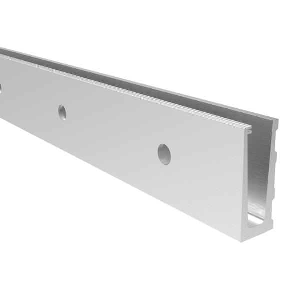 Glasgelaenderprofil Aluminium 2500 mm Glas 12-21-52 mm Seitenmontage Satin-ELOX-89-11AL0005D2500SE-A.4