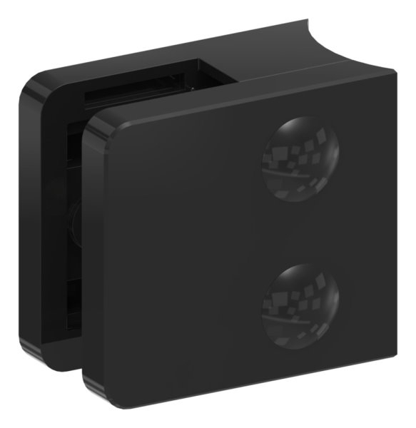 Glasklemme Zinkdruckguss 45 x 45 x 26 mm fuer Rohr Ø 42-4 mm RAL 9005 matt mit AbZ-88-113142-ZN0.9005
